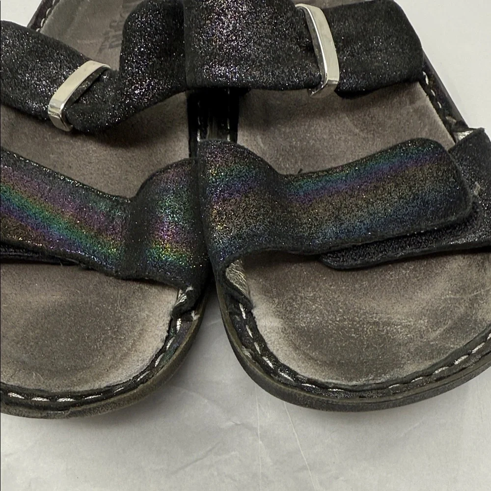Alegria Karmen Black Shimmer Comfort Slides Iridescent Y2K Fairycore Sandals 7